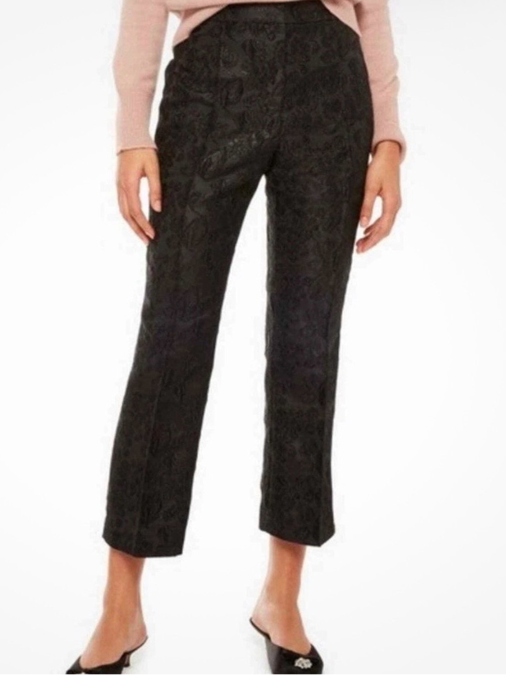 kate spade Black Cropped Jacquard Ankle Pants - Picture 1 of 5